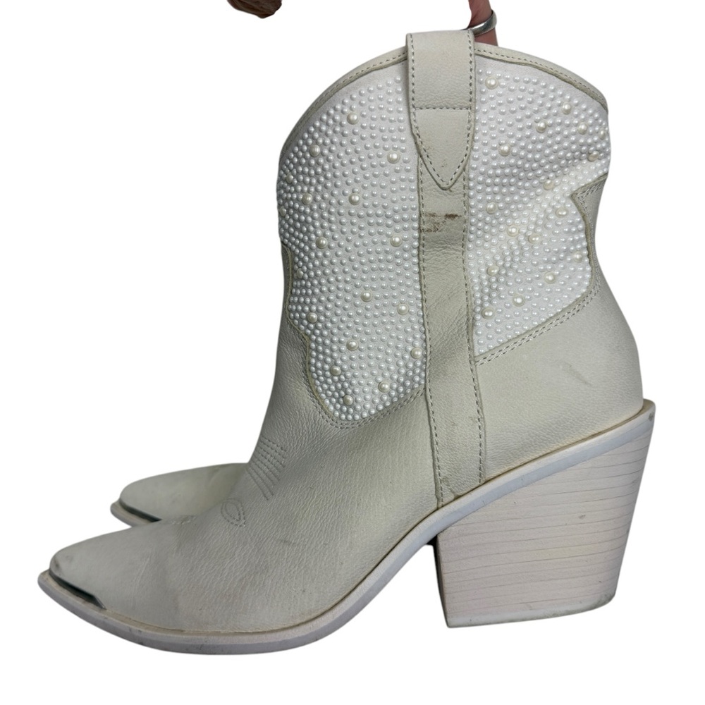 Anthropologie White Ankle Boots - Picture 6 of 9